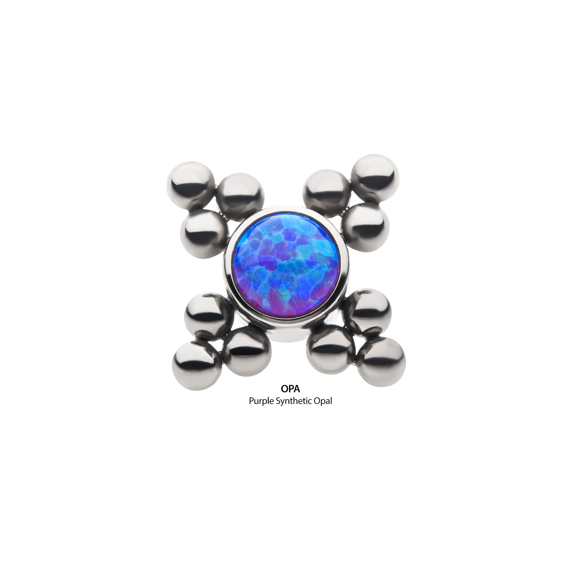 Titanium Internally Threaded with 1pc Bezel Set CZ/Synthetic Opal & 4 sets Trinity Balls Top