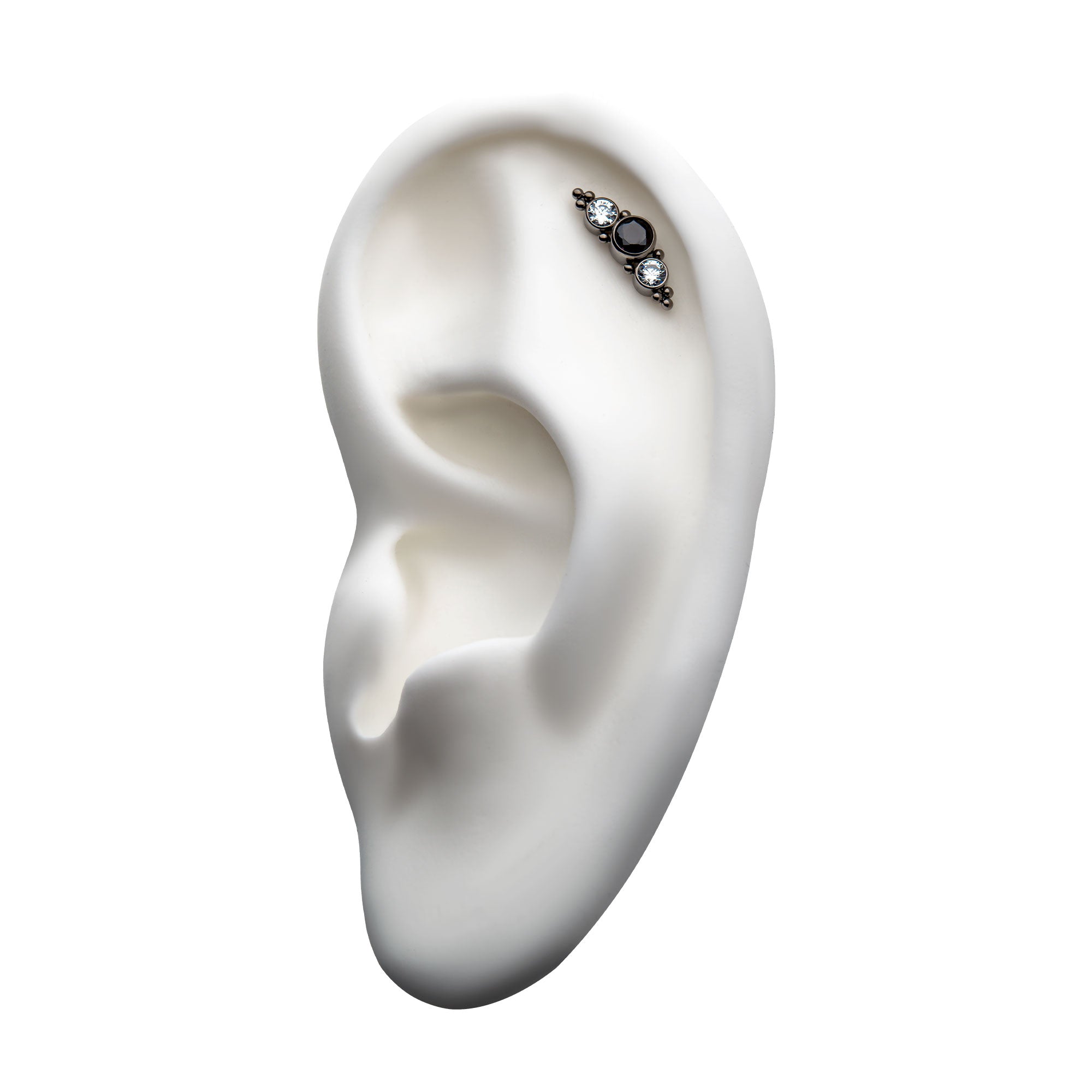 Titanium Internally Threaded Synthetic Opal/AAA CZ/Swarovski Zirconia & Beads Cluster Top