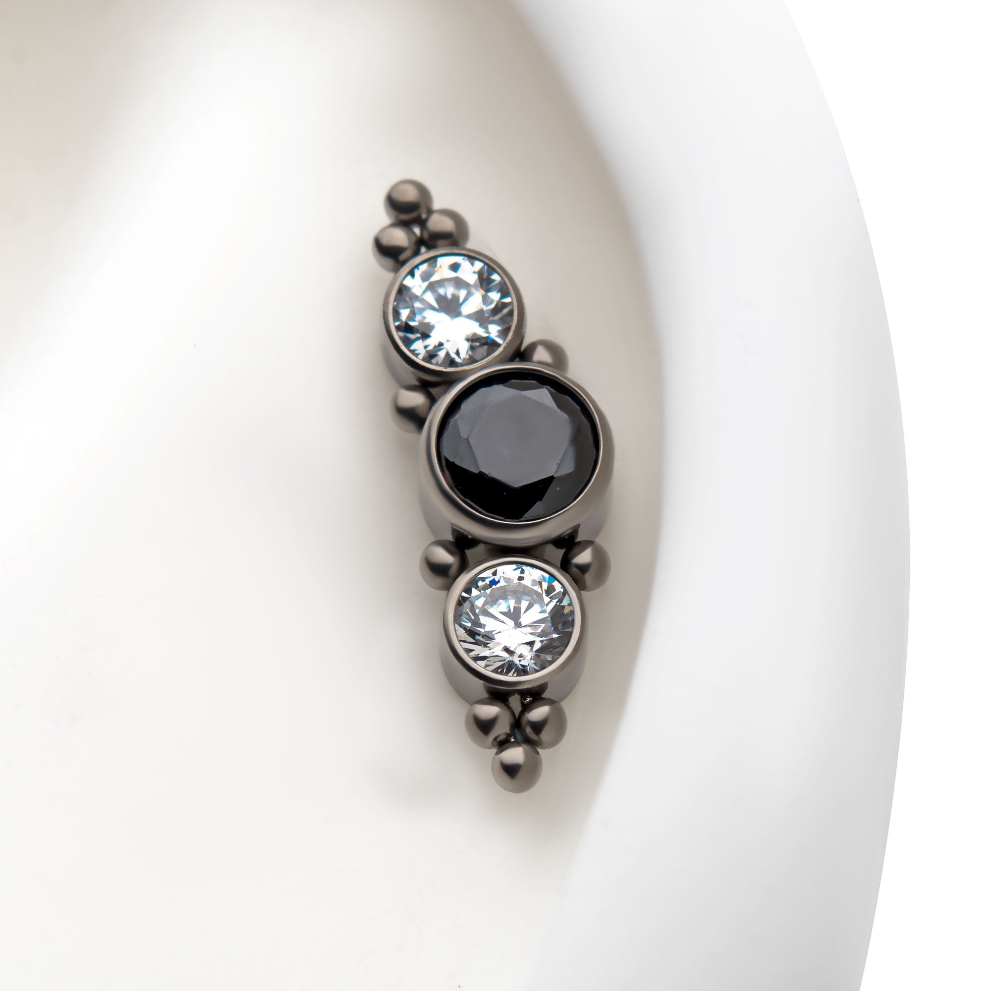 Titanium Internally Threaded Synthetic Opal/AAA CZ/Swarovski Zirconia & Beads Cluster Top