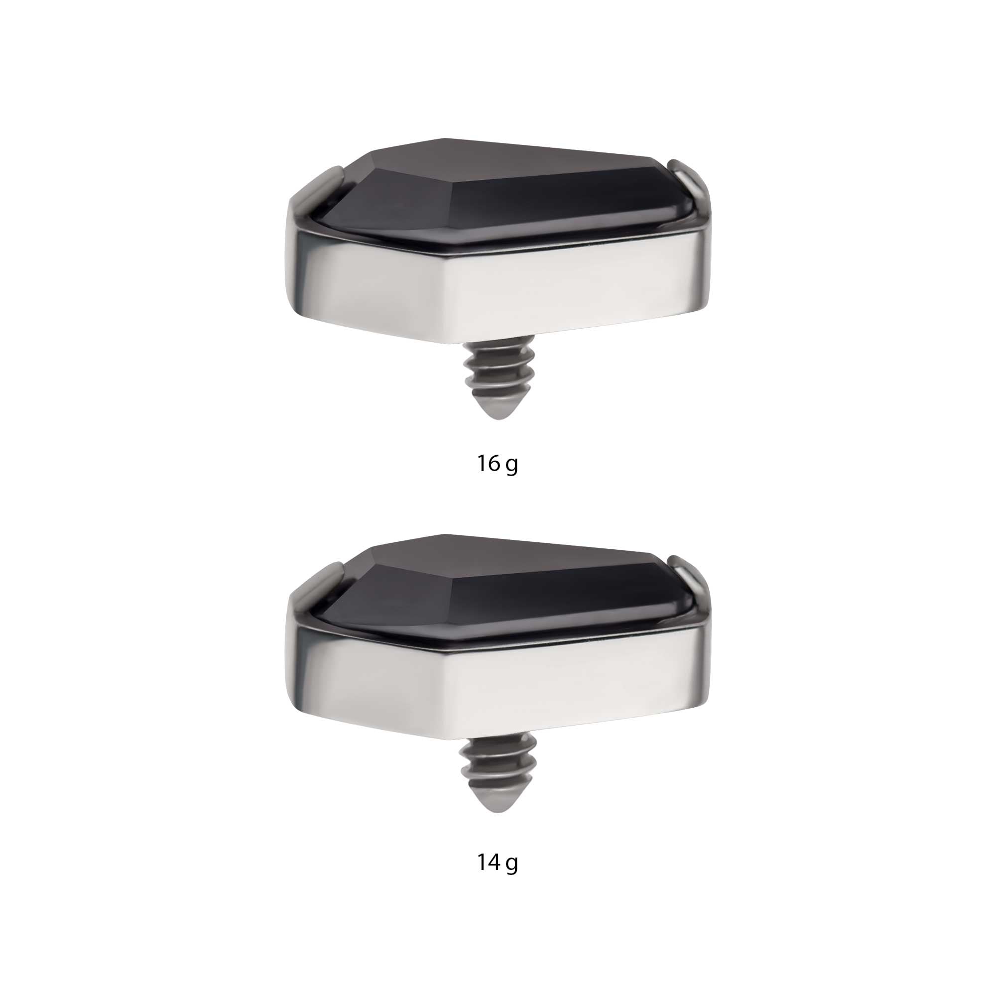 Titanium Internally Threaded with Prong Set Black CZ Coffin Top