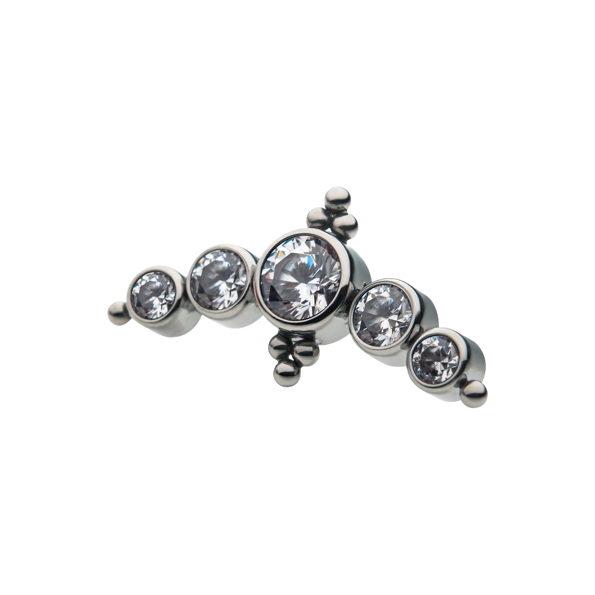 Titanium Internally Threaded with 5pcs Bezel Set AAA CZ/Swarovski Zirconia & Beads Cluster Top