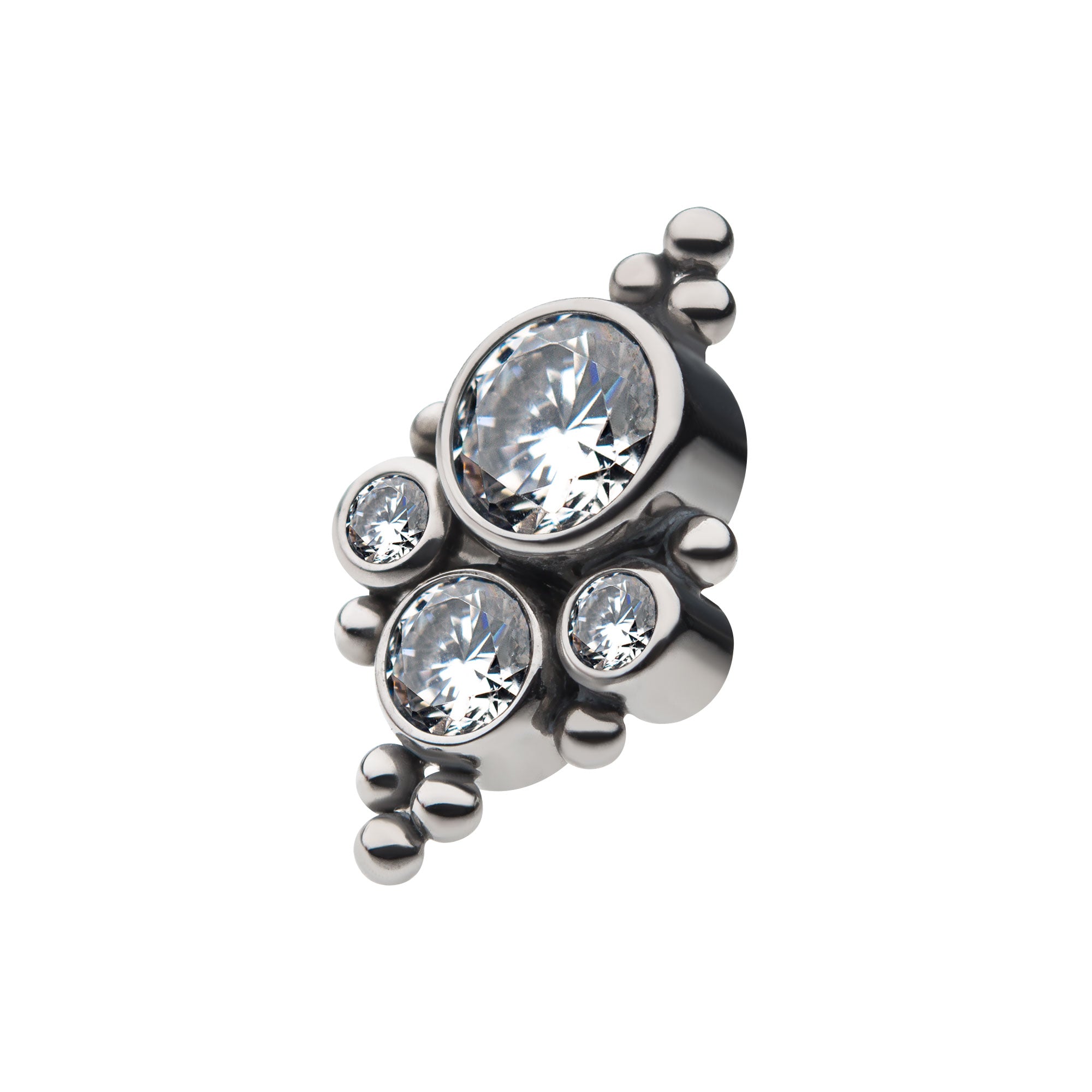 Titanium Internally Threaded with 4pcs Bezel Set AAA CZ/Swarovski Zirconia & Beads Cluster Top