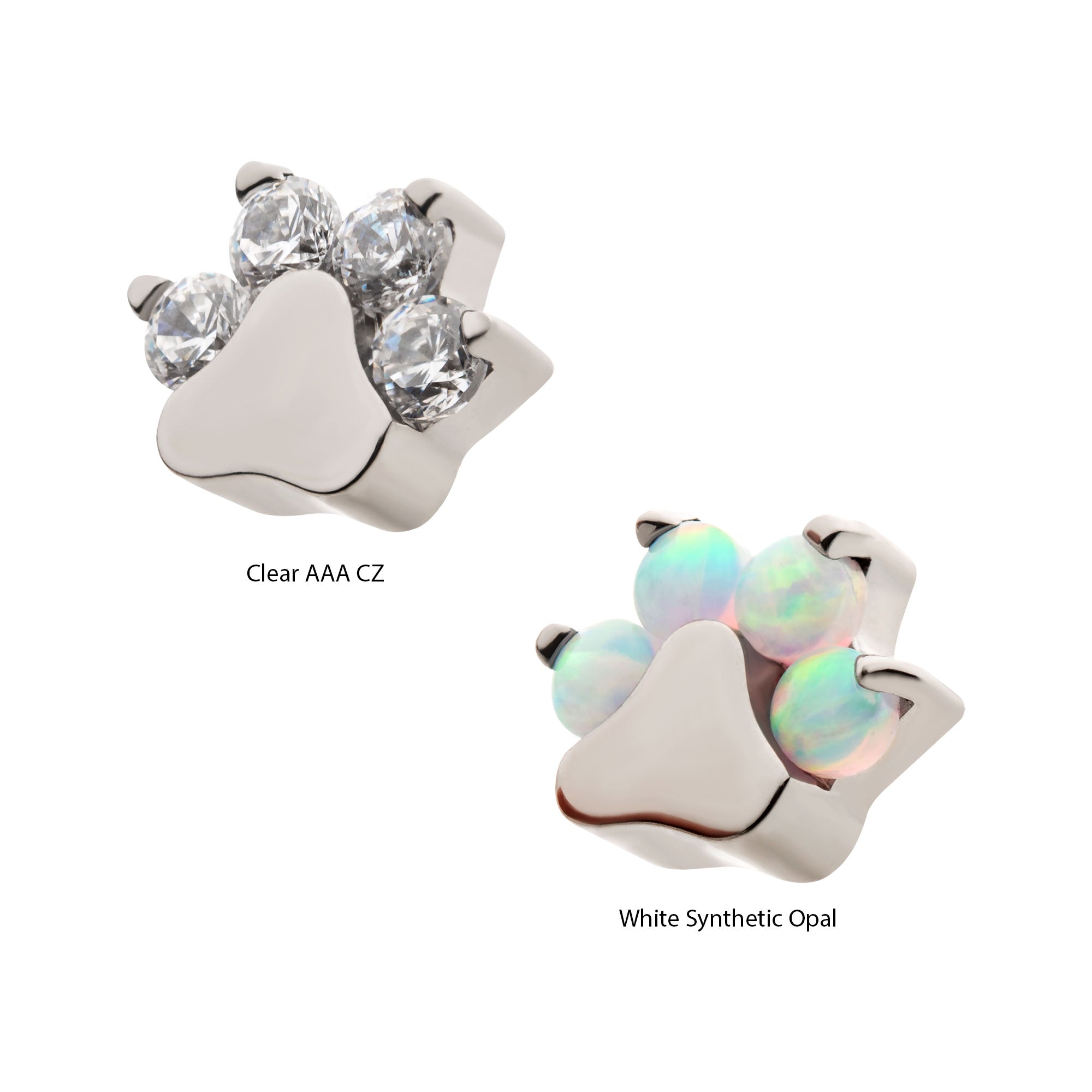 Titanium Internally Threaded with Opal/CZ 4-Cluster Paw Top