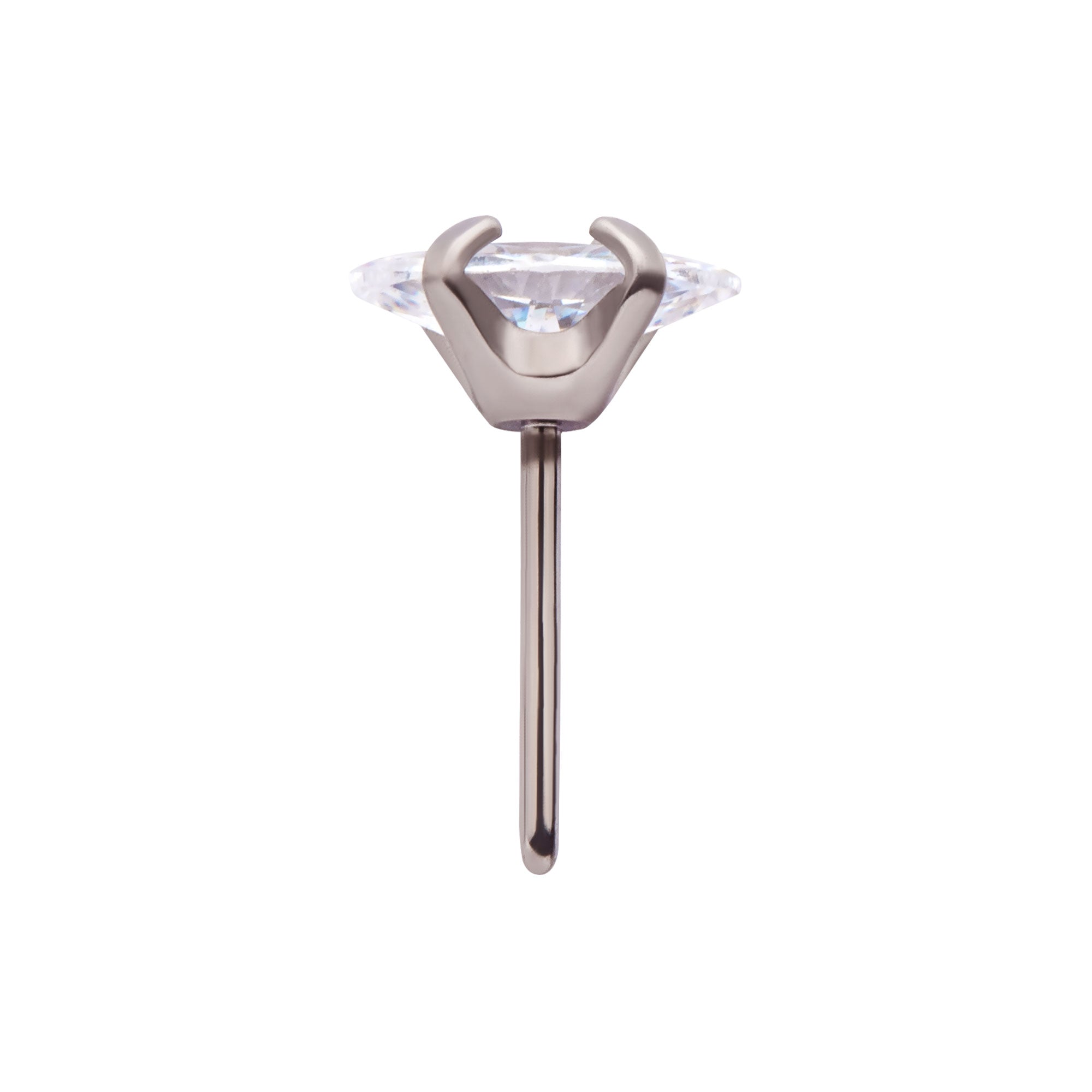 Titanium Threadless Prong Set Marquise Clear AAA CZ Top