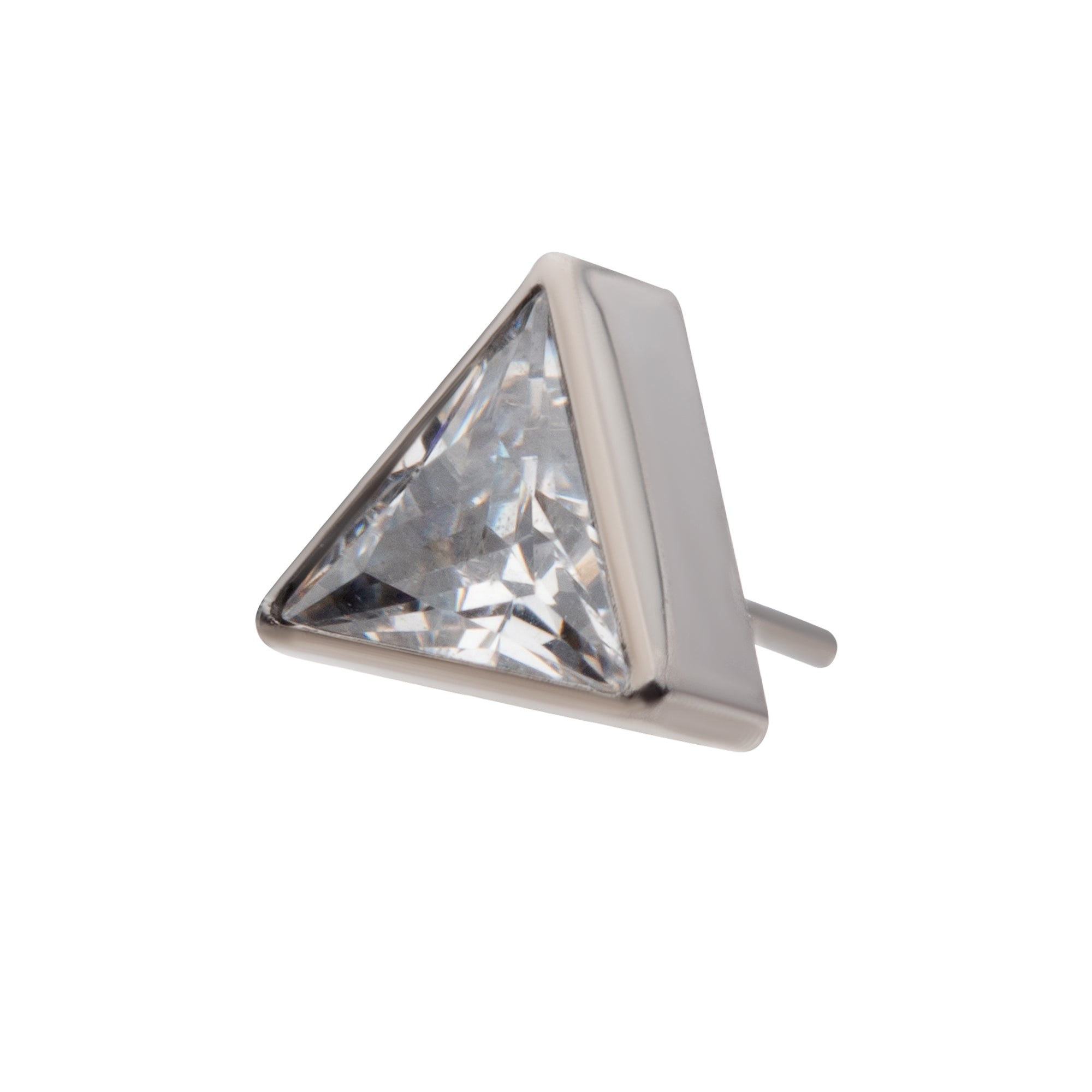 Titanium Threadless Bezel Set CZ Triangular Shape Top