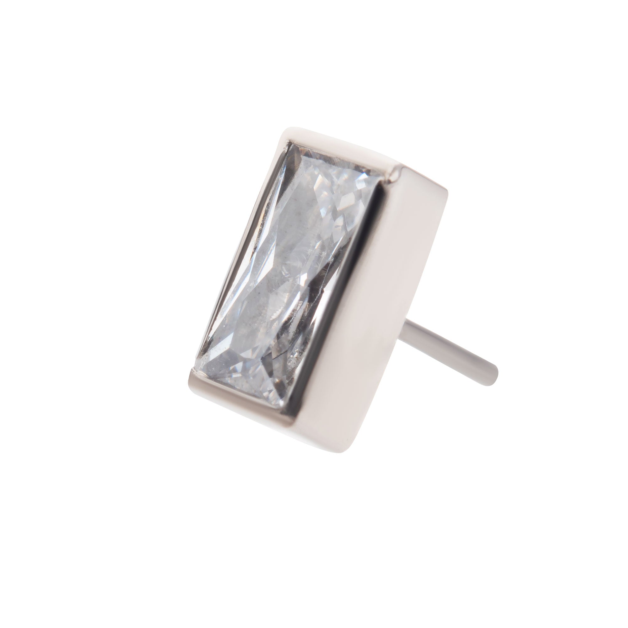 Titanium Threadless CZ Rectangular Shape Top