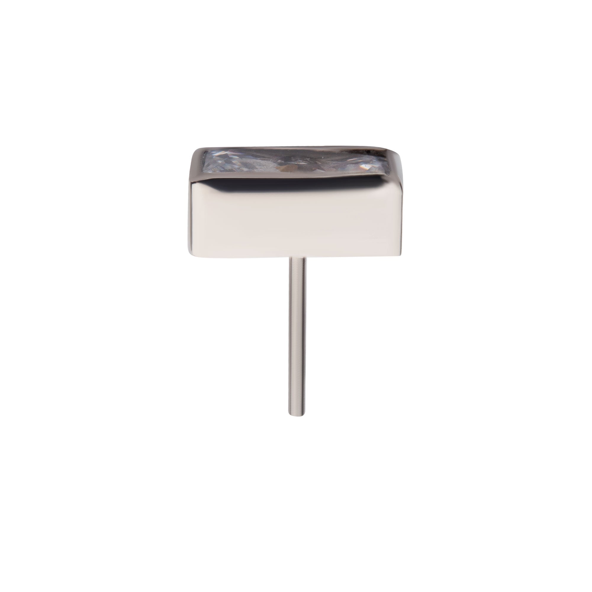 Titanium Threadless CZ Rectangular Shape Top
