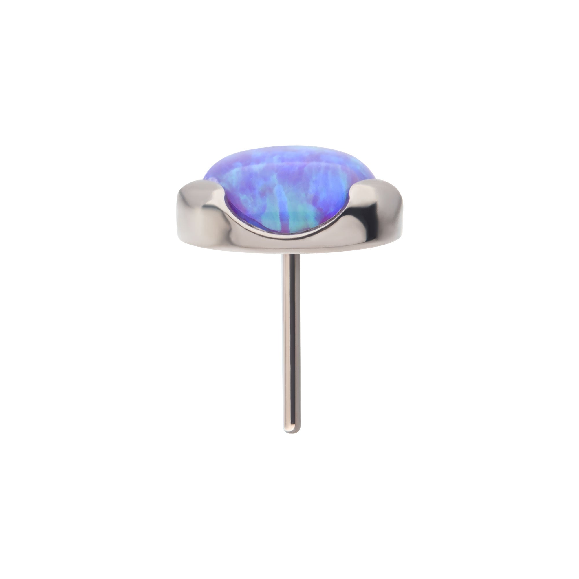 Titanium Threadless with 3-Prong Set Opal Low Profile Top Purple