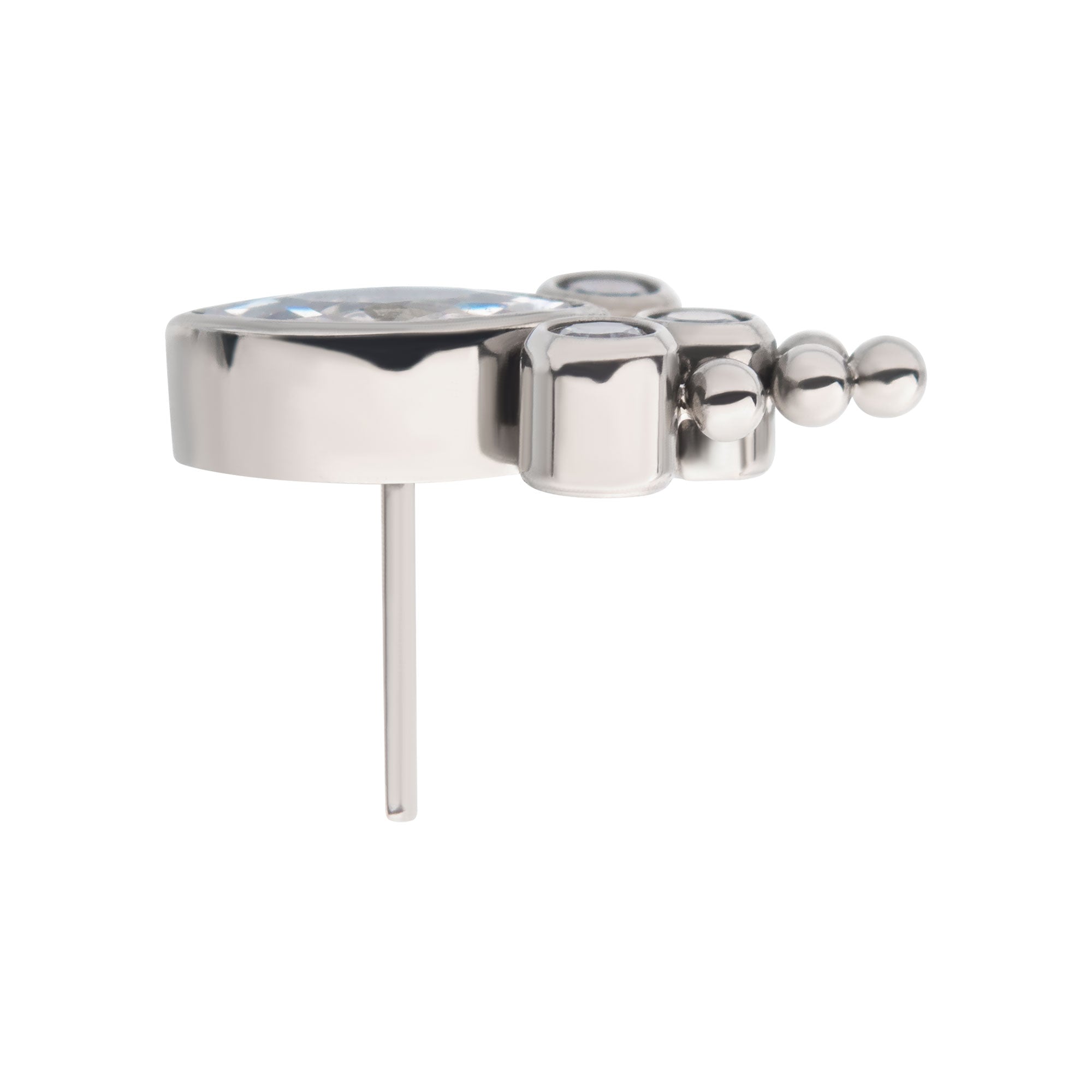 Titanium Threadless Clustered Beaded Marquise & Round CZ Top