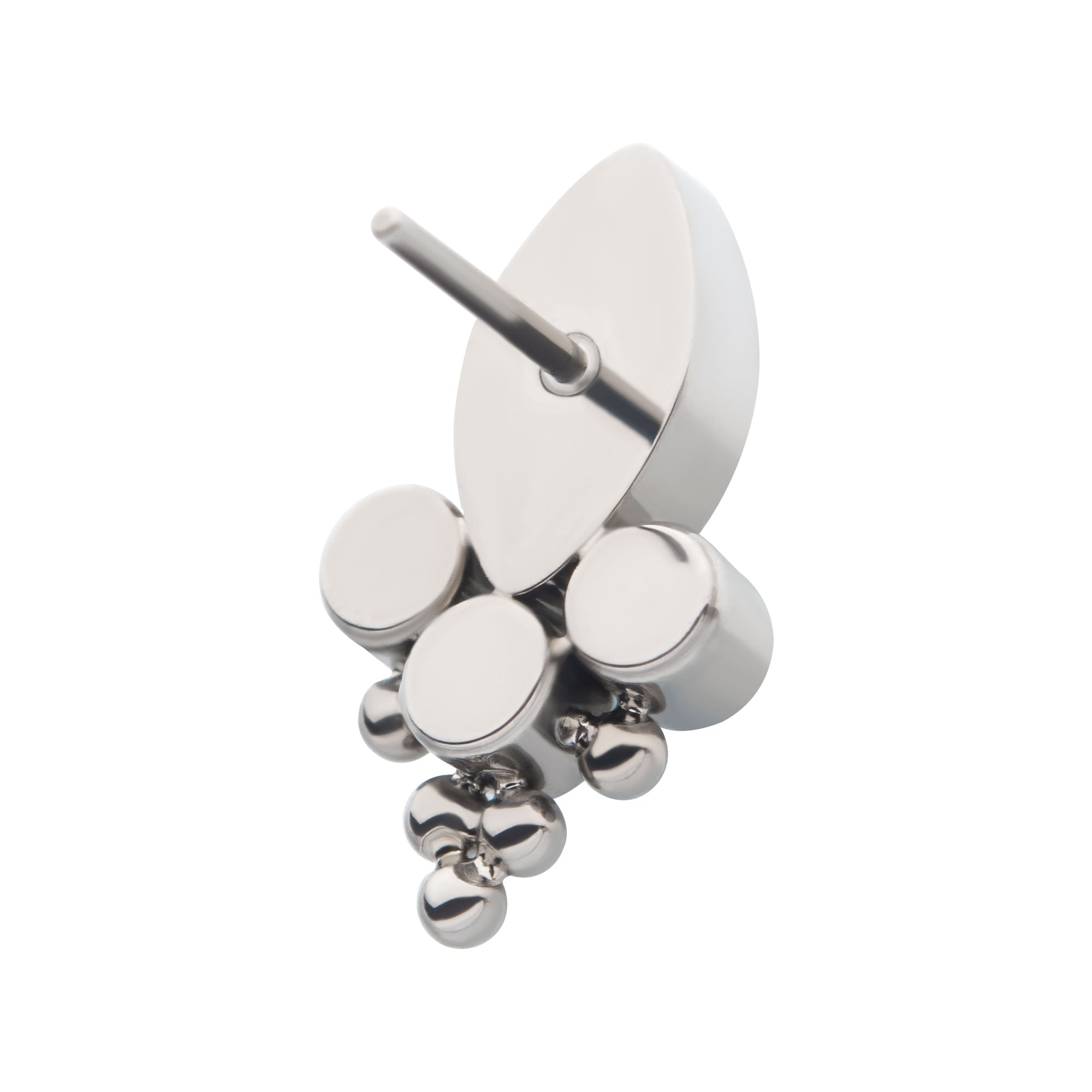 Titanium Threadless Clustered Beaded Marquise & Round CZ Top