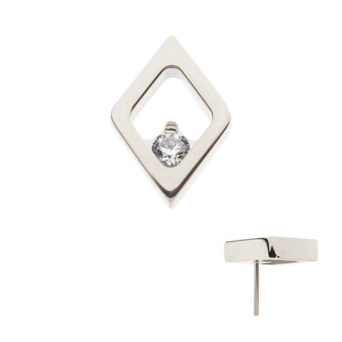 Titanium Threadless Diamond Shape Clear CZ Top
