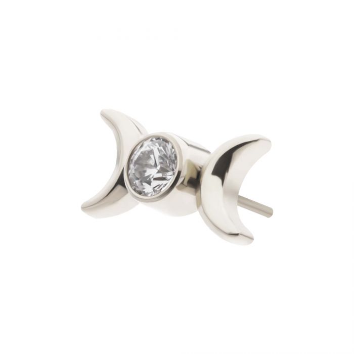 Titanium Threadless Triple Goddess Moon CZ Top