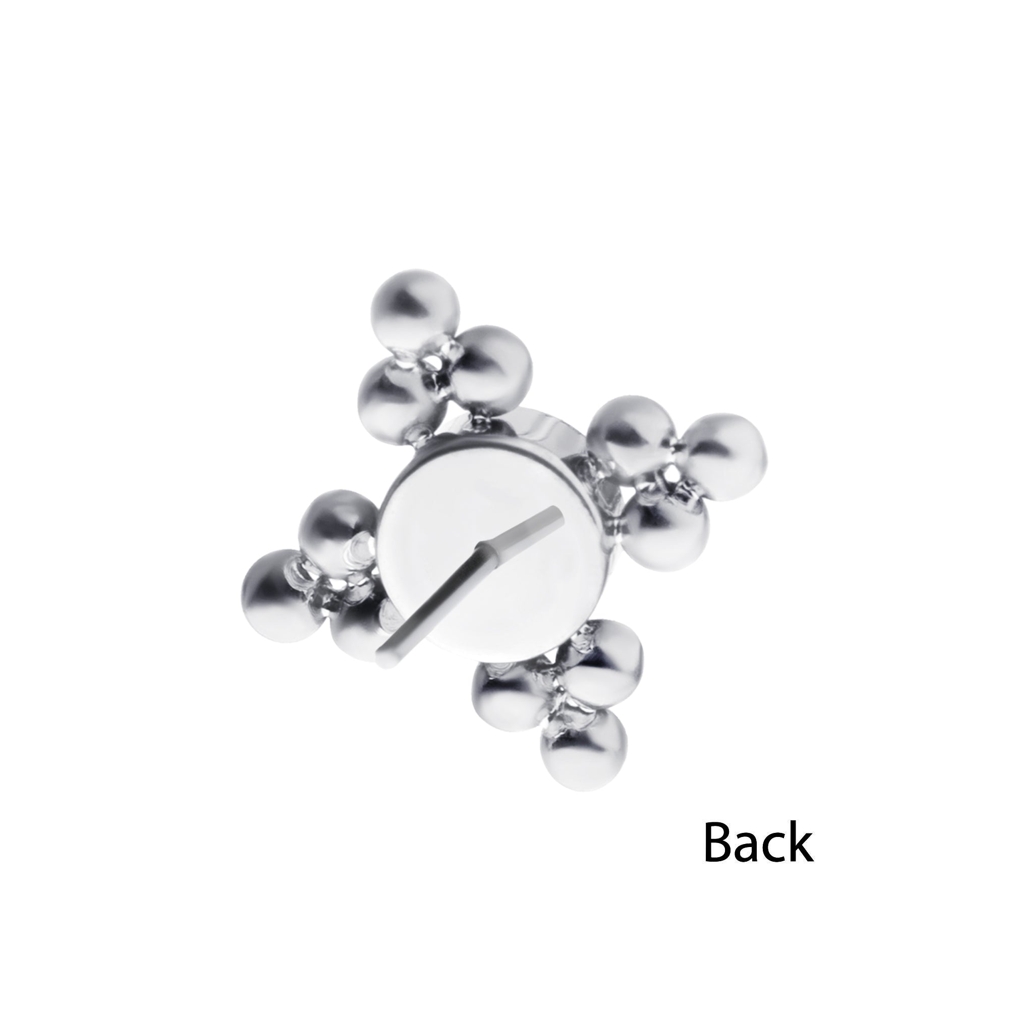 Titanium Threadless 4 Tri-bead Clusters with 4mm Bezel CZ Top