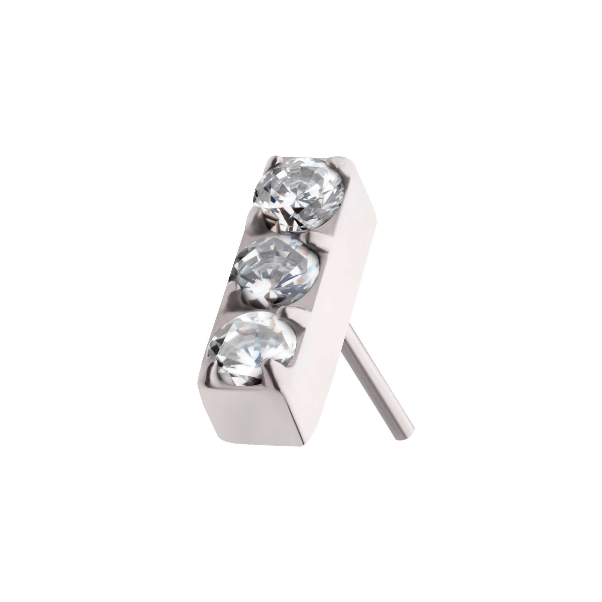 Titanium Threadless Prong CZ/Opal 3-Cluster Bar Top