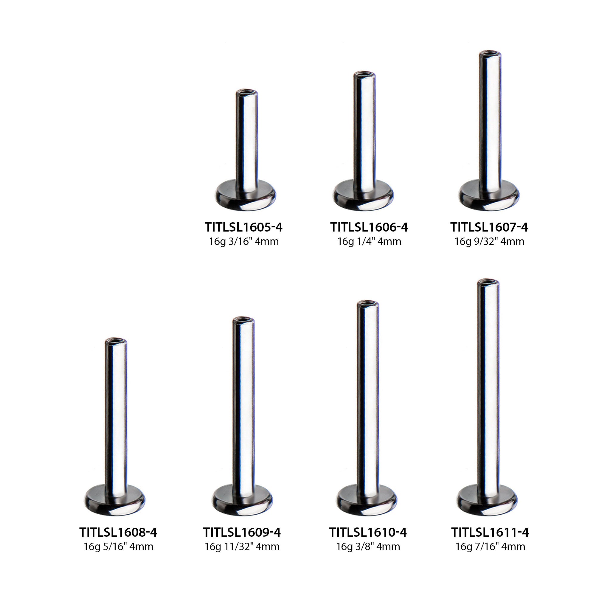 Titanium Threadless Labret 4mm Base