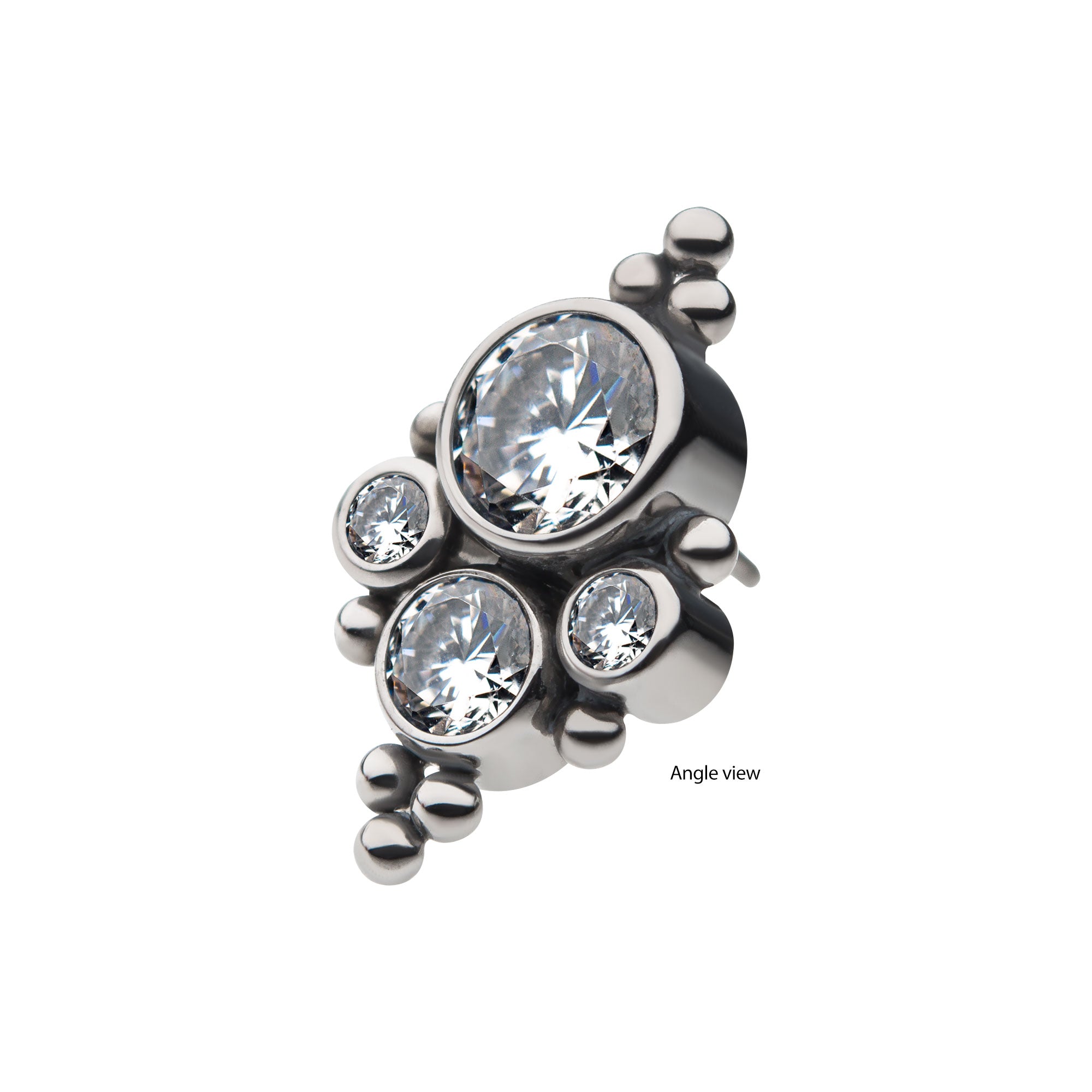 Titanium Threadless Beads & Bezel AAA CZ Top