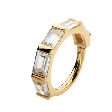 14kt Yellow Gold Baguette Clear CZ Side Facing Hinged Segment Clicker