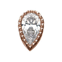 14kt Gold Threadless Clear CZ Teardrop Top Rose Gold