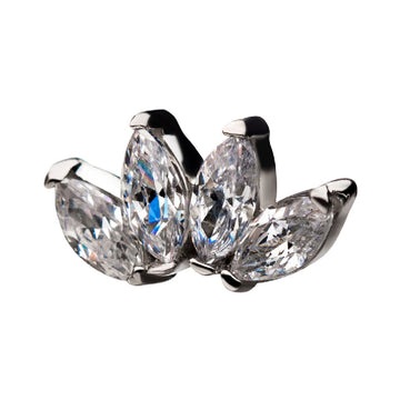 14kt Gold Threadless Marquise Clear CZ Top White Gold