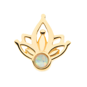 14kt Yellow Gold Threadless CZ/Opal Petal Top White