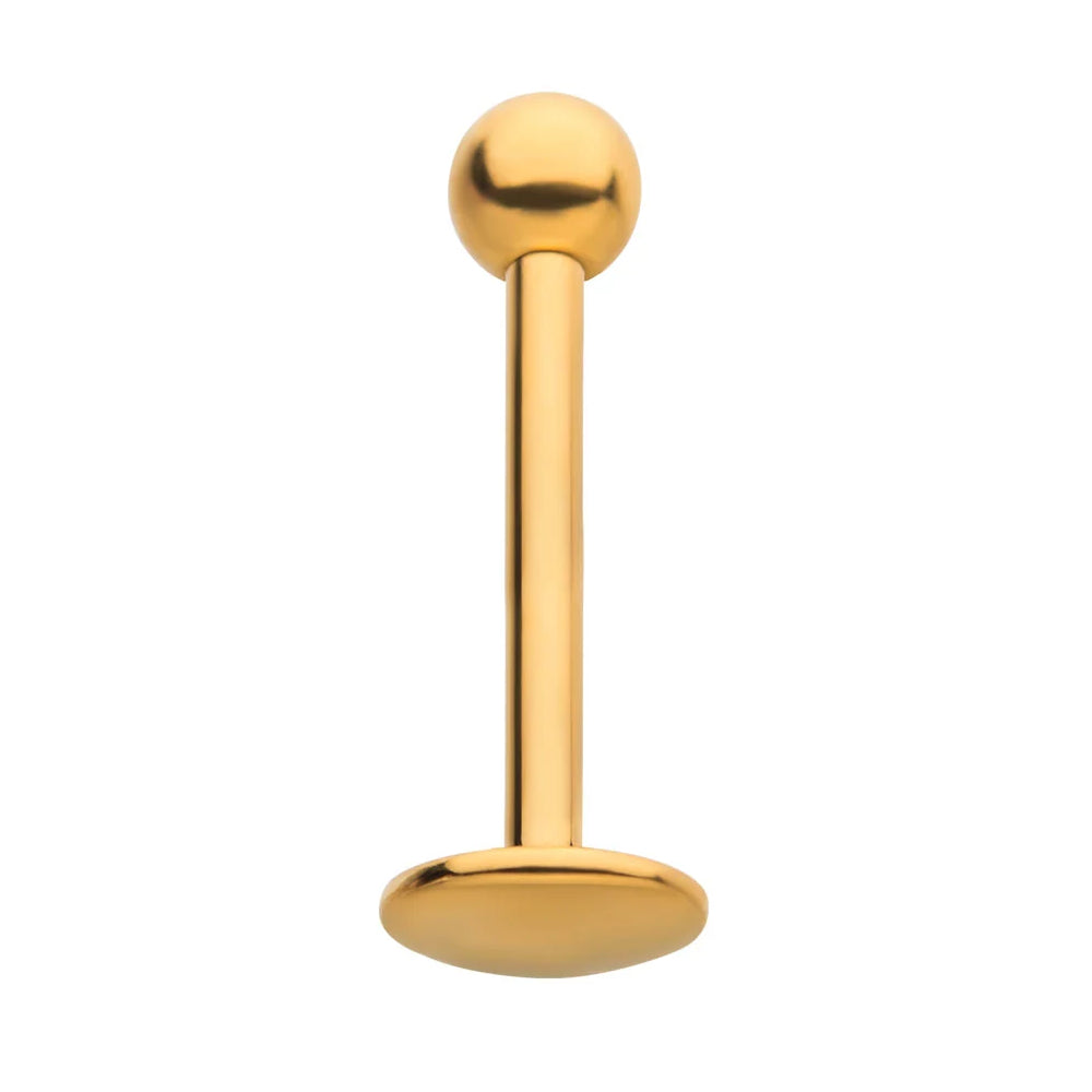 24KT Gold PVD Titanium Labret with 4mm Base and 3mm Ball
