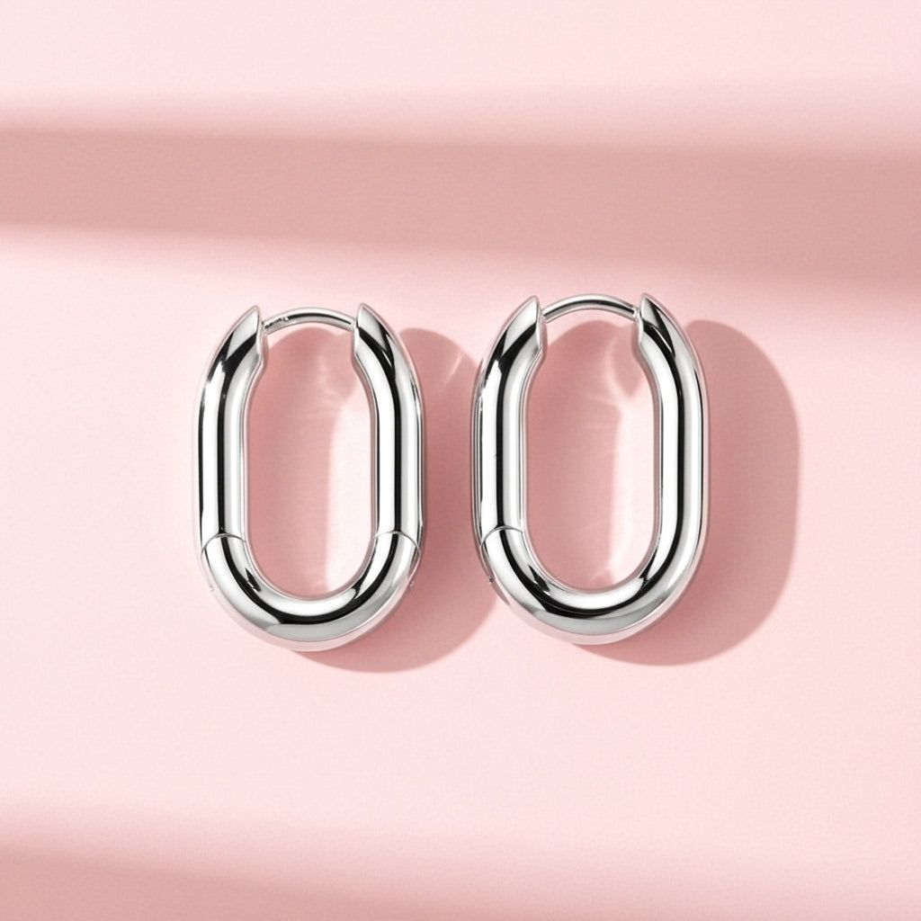 U-Shape Stainless Steel Hinged Hoop Earrings