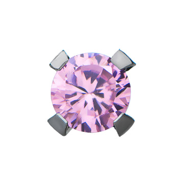 Titanium Threadless Prong CZ Front Facing Top Pink