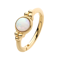 14kt Gold Beads & Centerpiece White Synthetic Opal Side Facing Hinged Segment Clicker