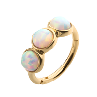 14kt Gold Clustered White Synthetic Opal Side Facing Hinged Segment Clicker