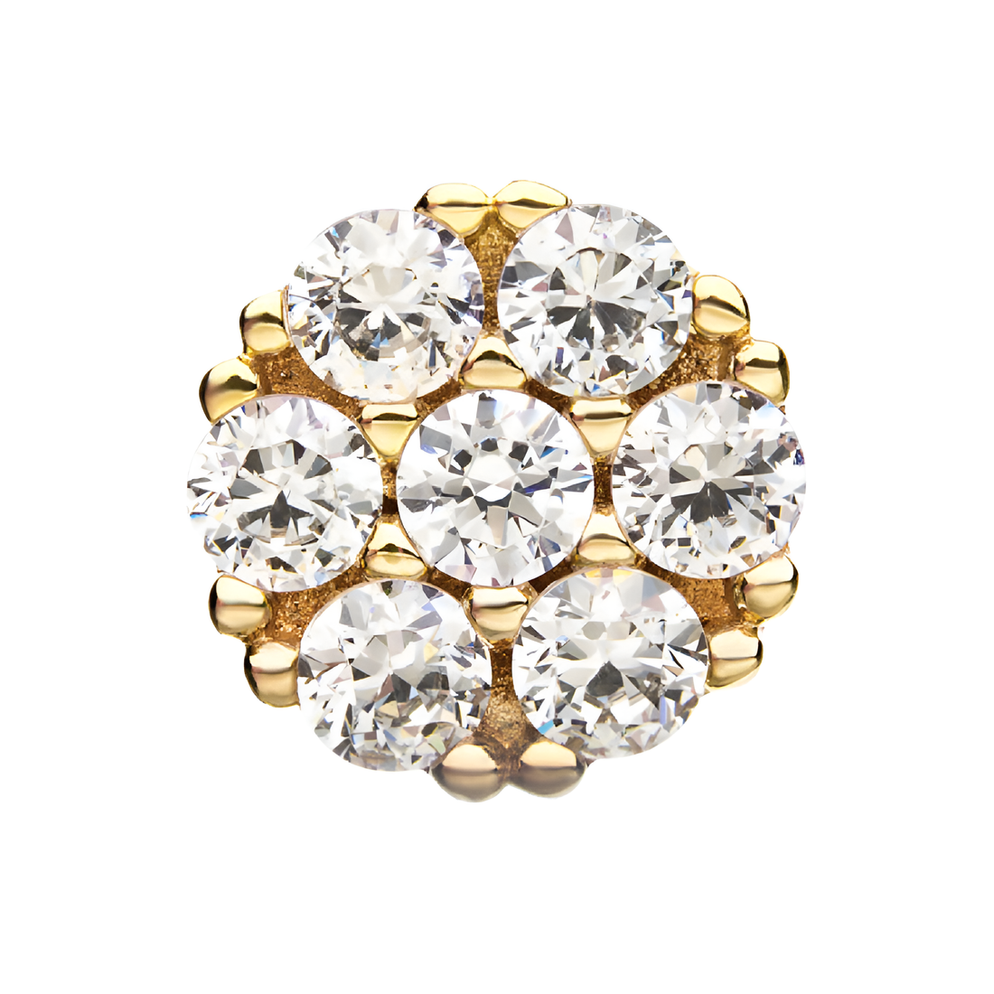 14kt Yellow Gold Threadless Prong Set 2mm Multi-Clear CZ Round Top