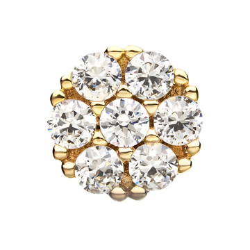 14kt Yellow Gold Threadless Prong Set 2mm Multi-Clear CZ Round Top