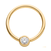 14Kt Yellow Gold with Centerpiece Bezel Set Clear CZ Seamless Split Ring