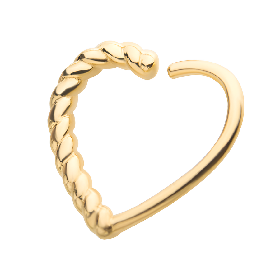 14kt Gold Half-Twisted Heart Seamless Split Ring