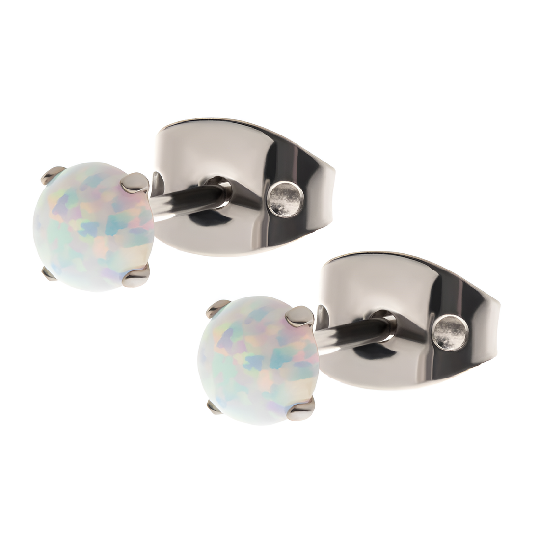 20g Titanium Butterfly Back Prong Set Opal Stud Earrings