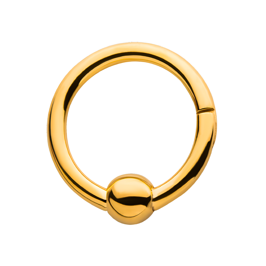 24kt Gold PVD Titanium Ball Hinged Segment Ring