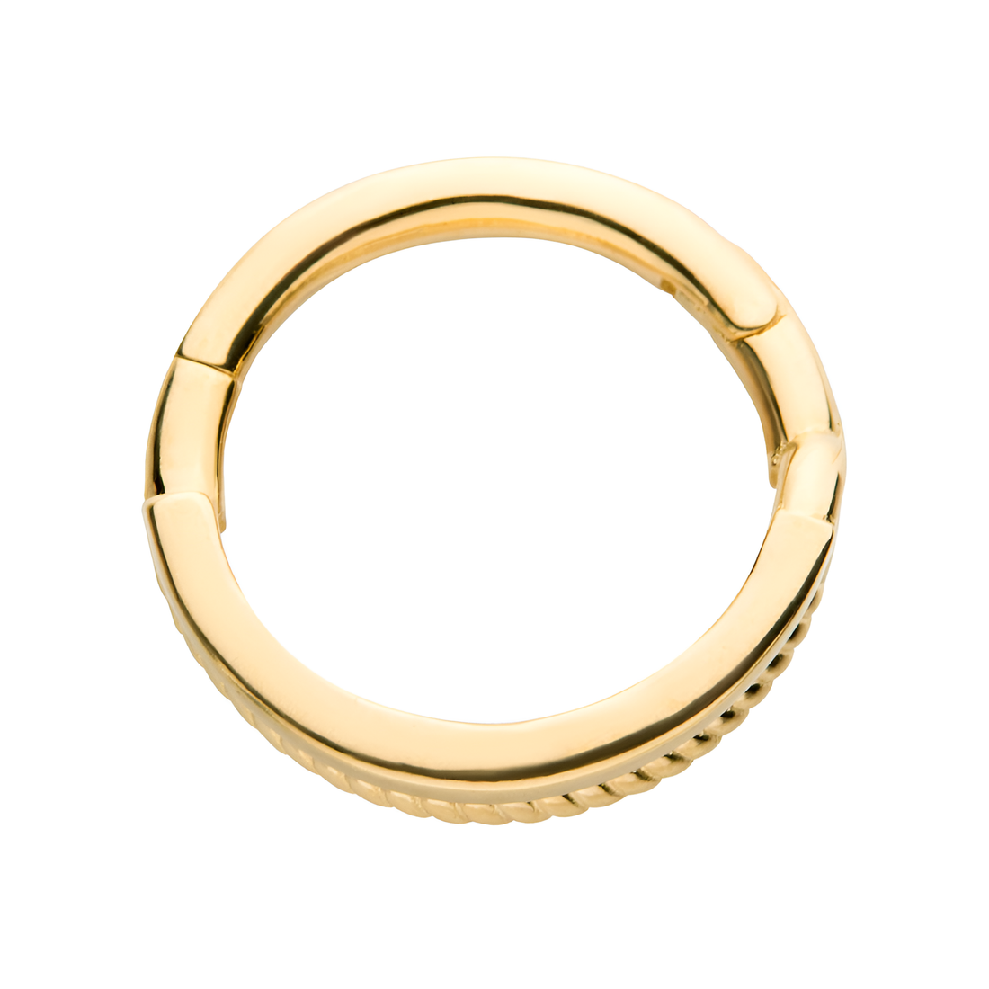 14kt Yellow Gold with Double Bar Half-Twisted Side Facing Hinged Segment Clicker