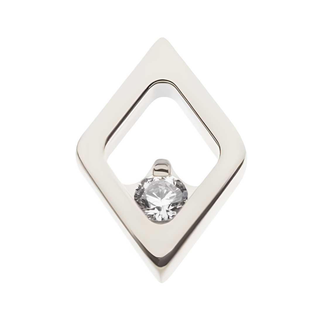 Titanium Threadless Diamond Shape Clear CZ Top