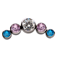 Titanium Threadless Transgender Bezel Set CZ 5-Cluster Front Facing Top