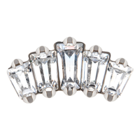 Titanium Threadless with Prong Set Trapezoid CZ 5-Cluster Top