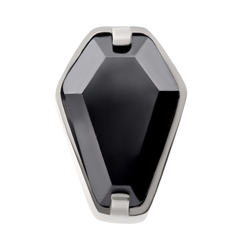 Coffin Titanium Threadless Prong Black CZ Top