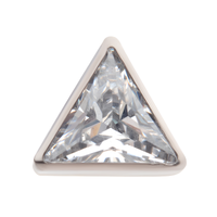 Titanium Threadless Bezel Set CZ Triangular Shape Top