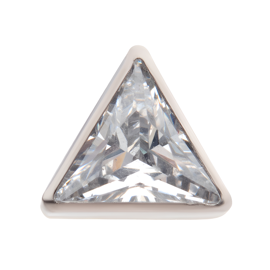 Titanium Threadless Bezel Set CZ Triangular Shape Top