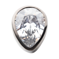 Titanium Threadless Bezel CZ Pear Shape Top