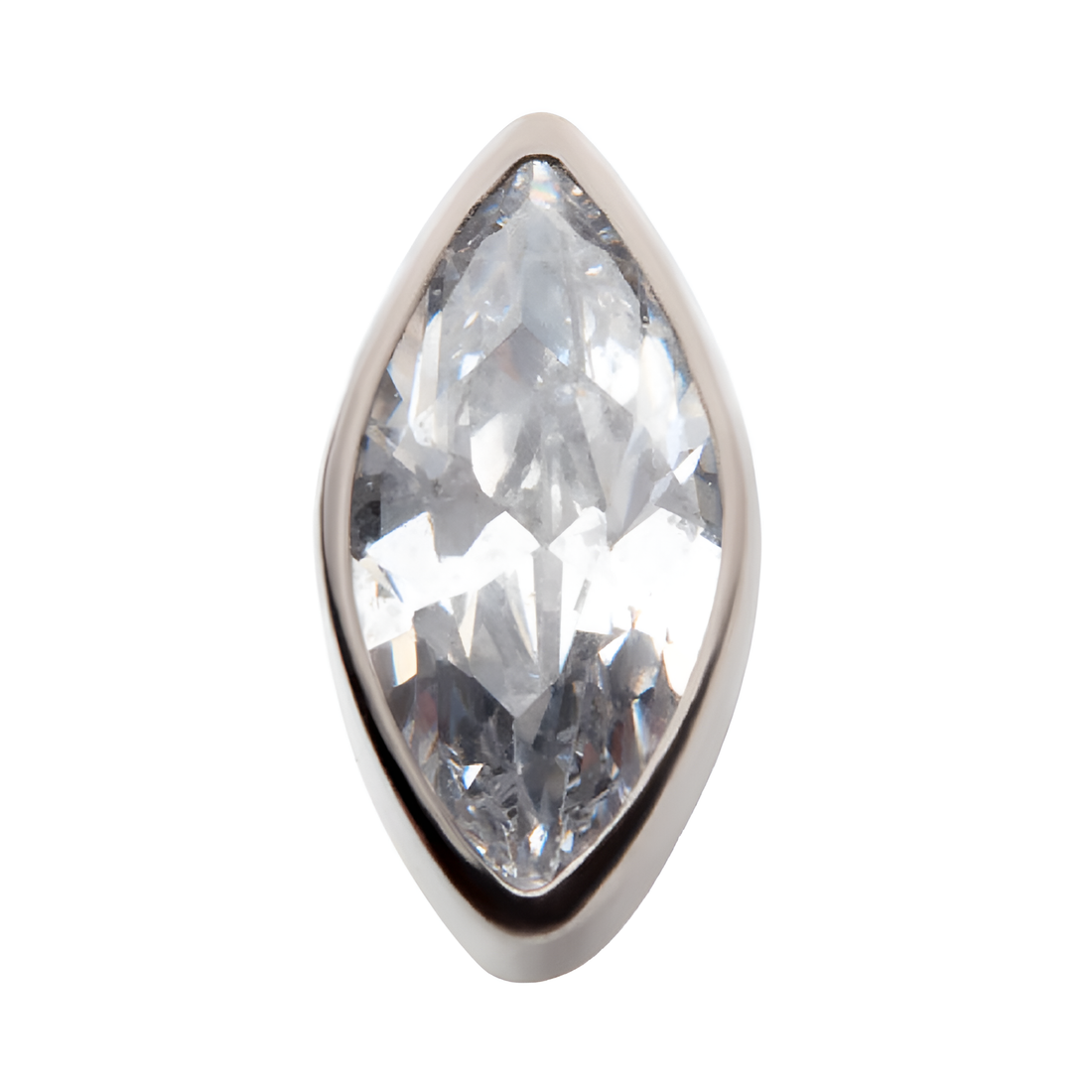 Titanium Threadless Bezel CZ Marquise Shape Top