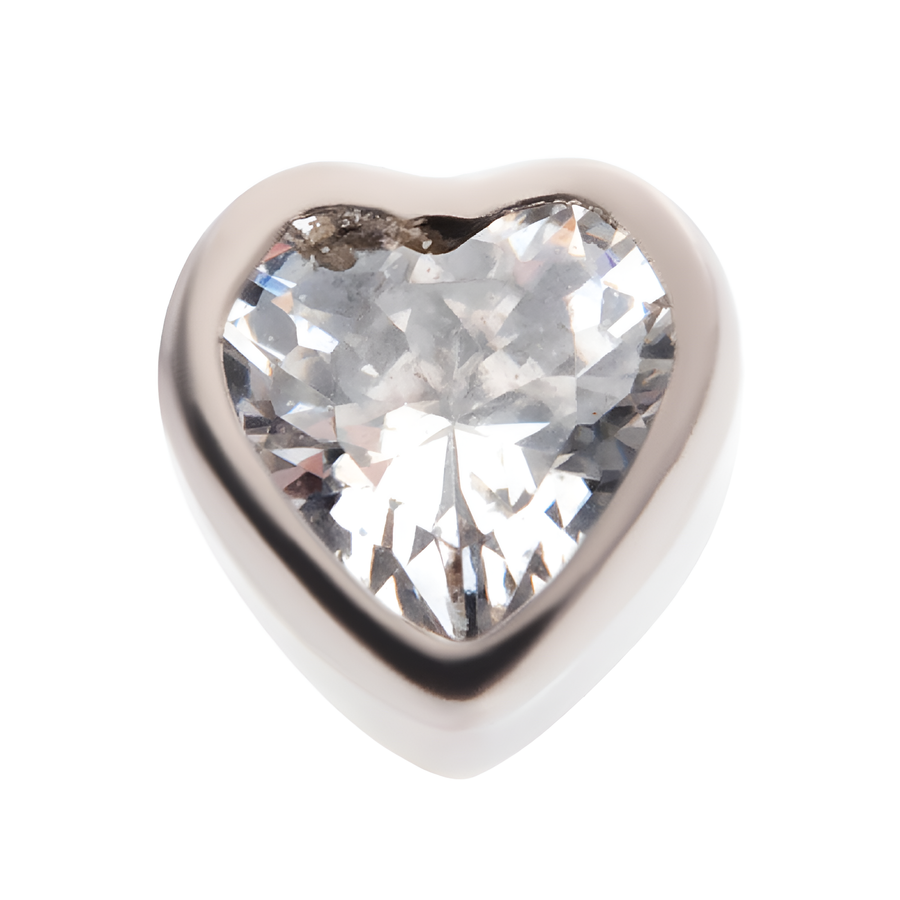 Titanium Threadless CZ Heart Shape Top