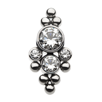 Titanium Threadless Beaded Bezel Clear Swarovski Zirconia Top