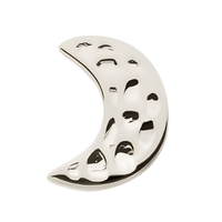 Titanium Threadless Hammered Crescent Moon Top