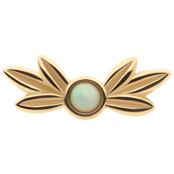 14kt Yellow Gold Threadless White Opal Leaf Top