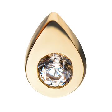 14kt Yellow Gold Threadless Teardrop Clear CZ Top