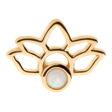 14kt Yellow Gold Threadless Round Opal Lotus Top